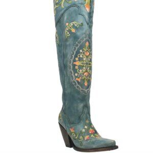 DAN POST Ladies Cowboy Boots TALL "Flower Child" green turquoise NWT!